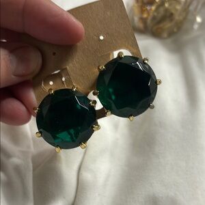 Large stone vintage clip ons